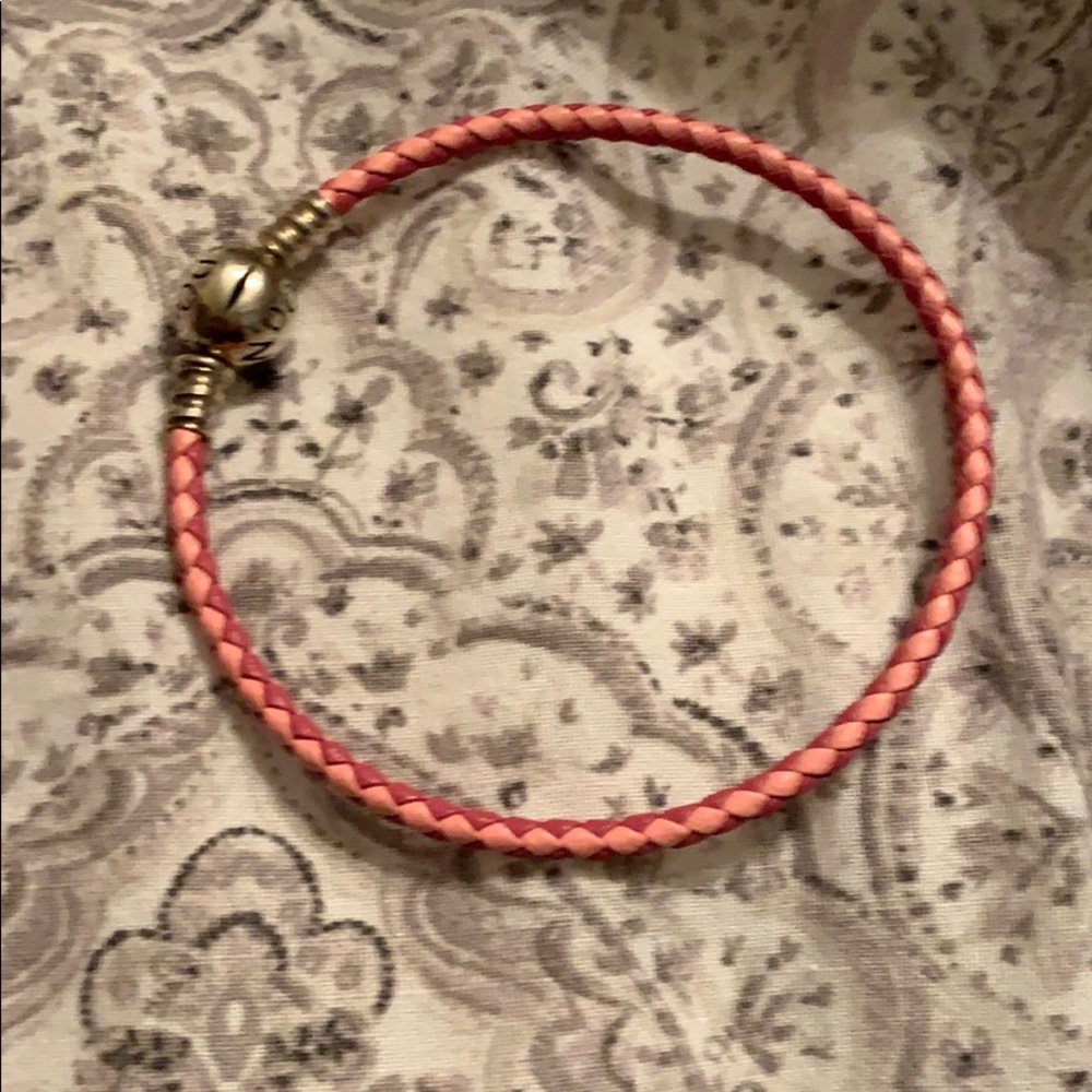 Pink leather pandora bracelet bracelet